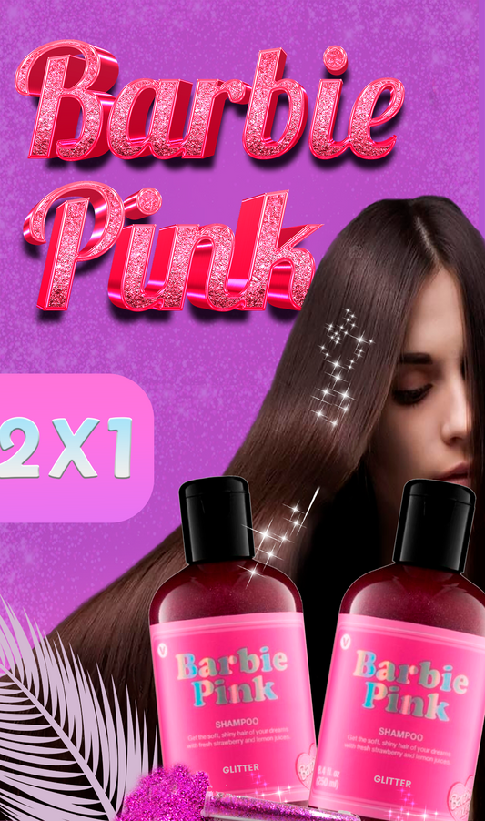 PROMO BARBIE PINK SHAMPOO GLITTER 2X1