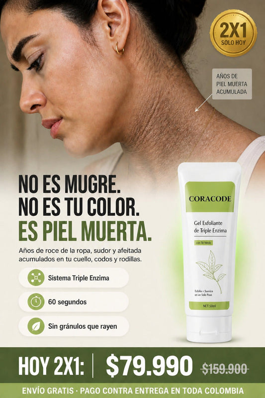 CORACODE — Gel Exfoliante de Triple Enzima con Té Verde