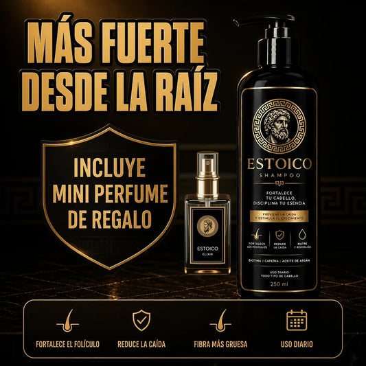 ESTOÍCO Shampoo para Hombres 250 ml + Mini Perfume ELIXIR de regalo
